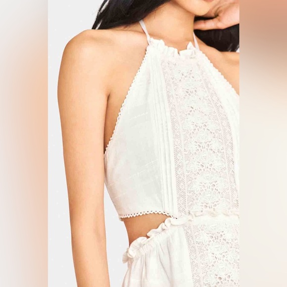 LoveShackFancy Kesia Mini Dress White Lace Cutout Smocked Size XS - Picture 10 of 16